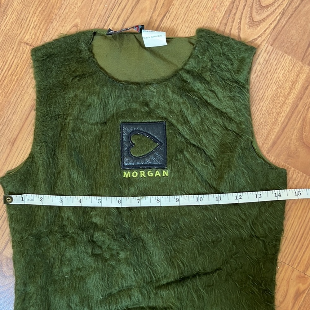 Morgan De Toi fur green tank top, size Small, Made in France - Picture 5 of 8